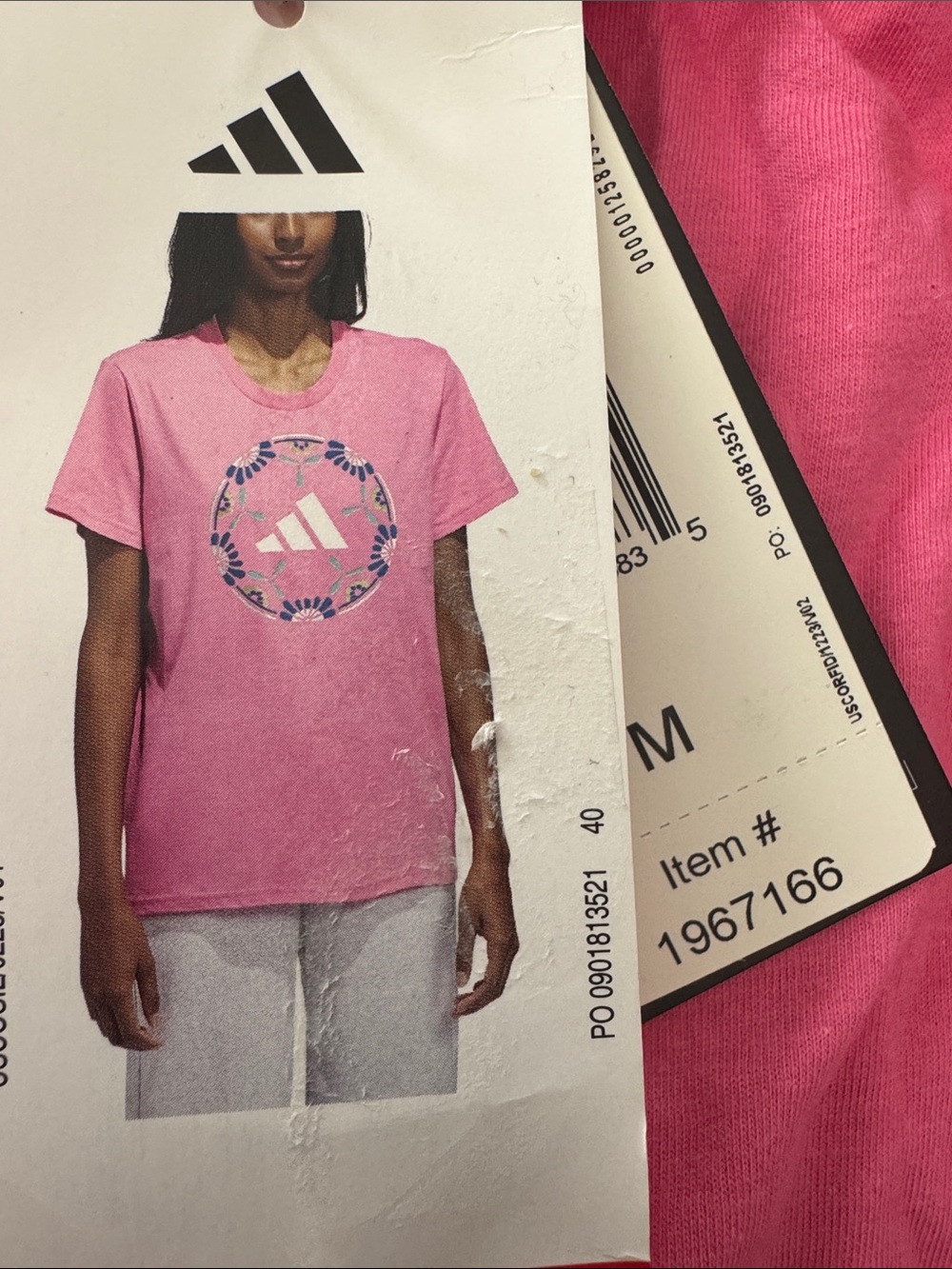 adidas ' Pink Floral Logo Short-Sleeve Tee